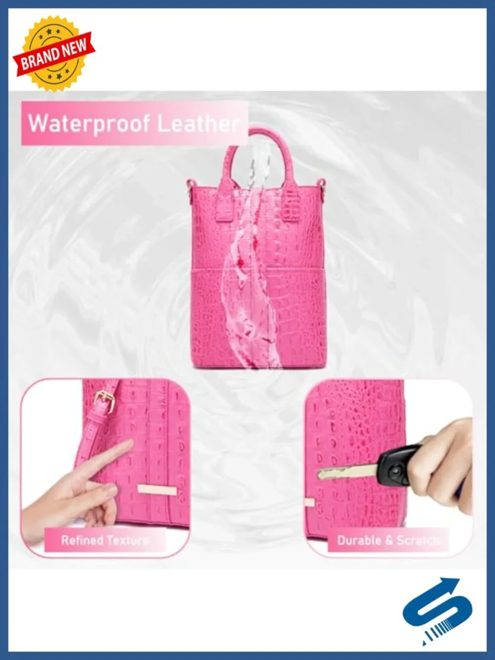 Women's Crocodile Embossed Vegan Leather Tote Bag with Shoulder Strap